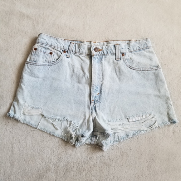 Vintage 1994 LEVI'S 550 High Waist Distressed Cutoff Shorts Size 29 - Picture 2 of 13